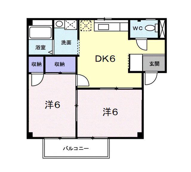 シティハイツ蘭(2DK/2階)の間取り写真