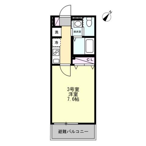 ティー&エフレジデンス南林間A(1K/2階)の間取り写真