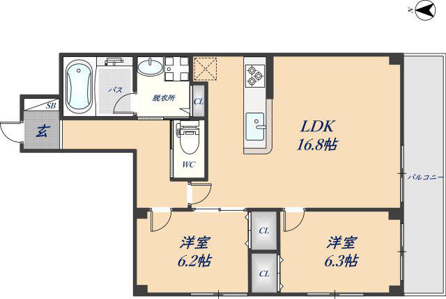 FUMOSE新石切(2LDK/4階)の間取り写真