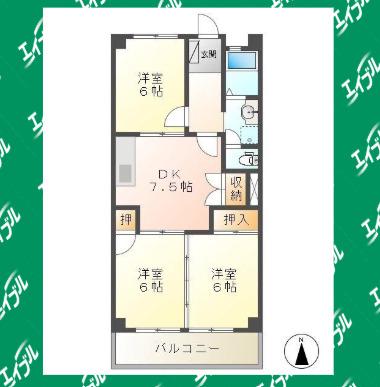 マンション光A棟(3DK/2階)の間取り写真