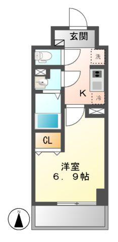 ドゥナーレ辻町(1K/2階)の間取り写真