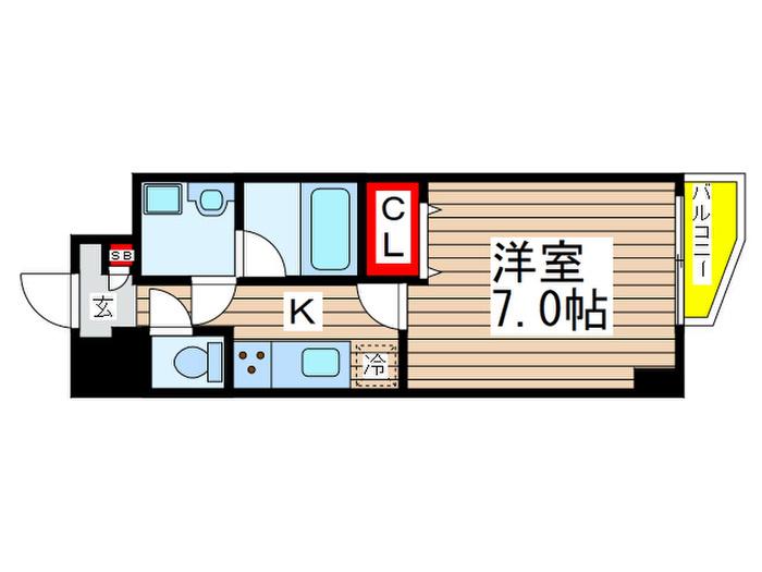 クレシェンテ梅月(1K/1階)の間取り写真