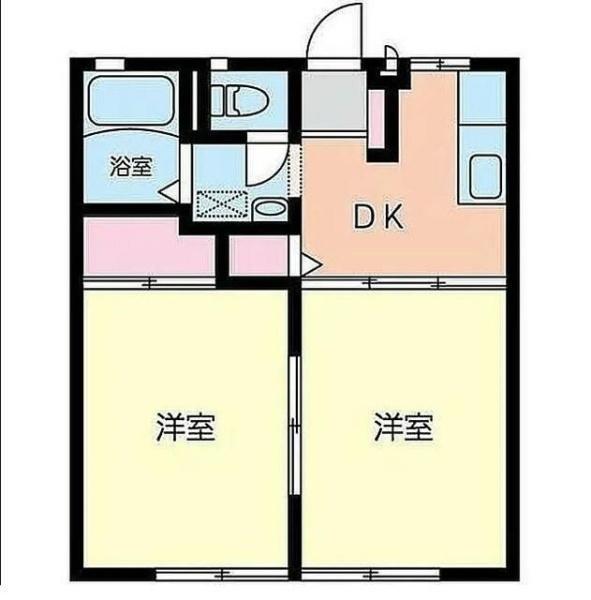 ペアトゥリーヒルズ(2DK/1階)の間取り写真
