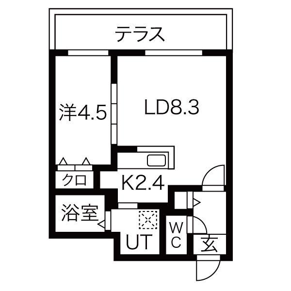 ブランシャール北3条通(1LDK/1階)の間取り写真