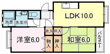 笠川83番館(2LDK/2階)の間取り写真