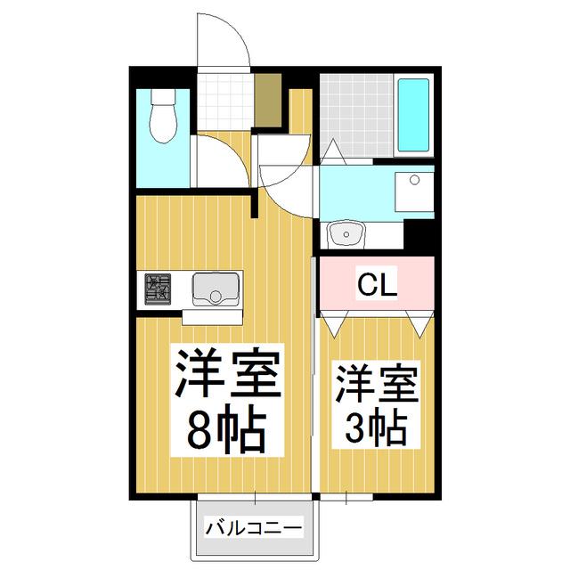 ALICE GARDEN NAKAJIMA C棟(1LDK/2階)の間取り写真