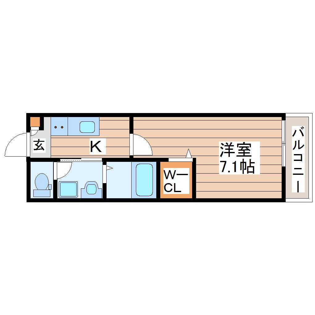 グロウランス長町II(1K/1階)の間取り写真