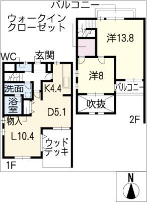 シーズンステージ覚王山B棟(2LDK/2階)の間取り写真