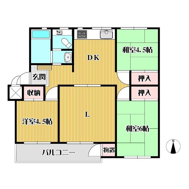 メゾン神足7棟(3LDK/3階)の間取り写真