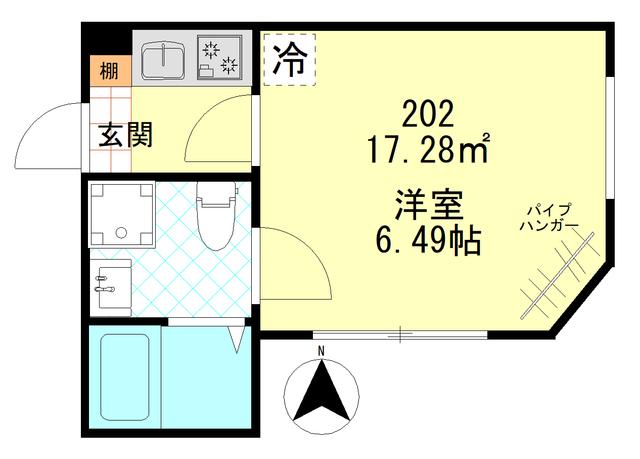 PRIME BLOOM(1K/2階)の間取り写真