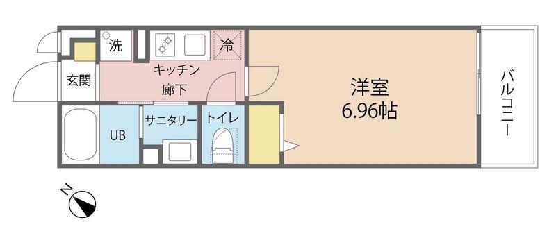 ローズパーク七番館(1K/1階)の間取り写真