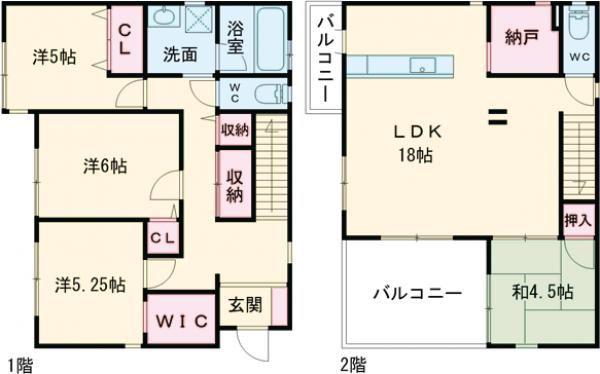 津福本町戸建て2(4LDK/1階)の間取り写真