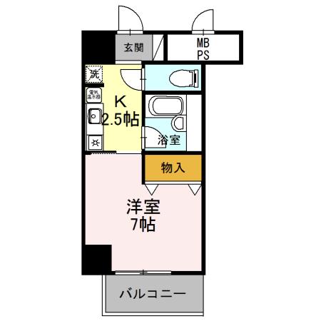 サンタウン竹鼻A棟(1K/5階)の間取り写真