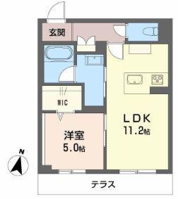 ハイネスト霞町(1LDK/1階)の間取り写真