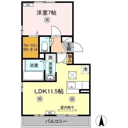 サンフラワー 今里(1LDK/1階)の間取り写真