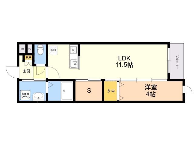 CUBE SUCRE志免別府(1SLDK/2階)の間取り写真