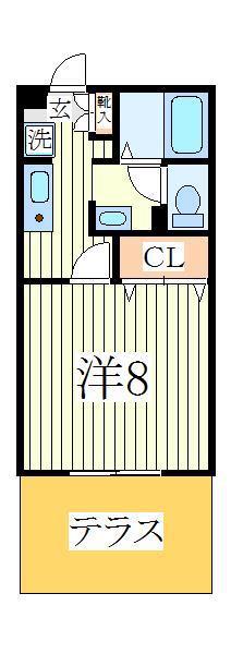 セジュール南柏I(1K/1階)の間取り写真