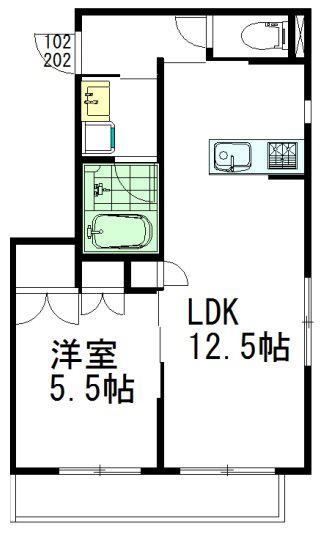 ルミエール(1LDK/1階)の間取り写真