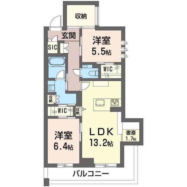 アウトリガー(2LDK/2階)の間取り写真