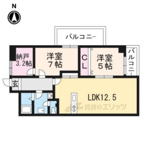 シャルレ4番館(2LDK/4階)の間取り写真
