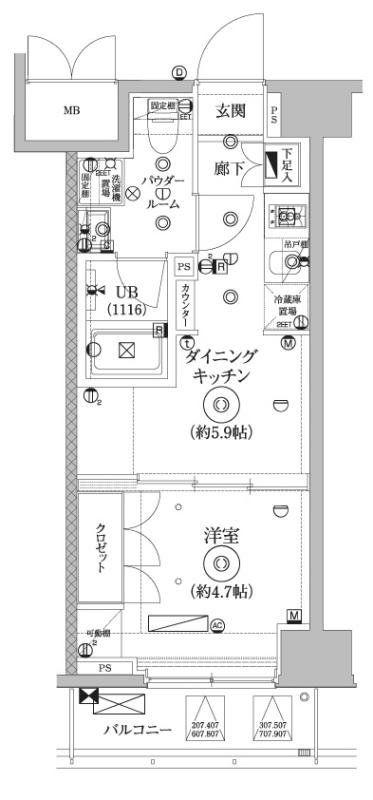 セジョリ墨田イーストIII(1DK/7階)の間取り写真