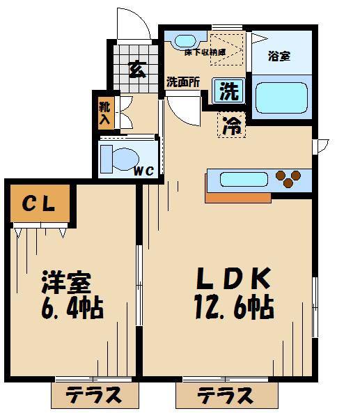 カーサ・イルフィオーレ(1LDK/1階)の間取り写真