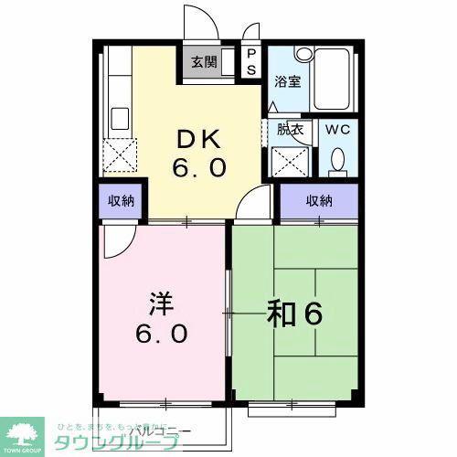 ひまわりハイツ(2DK/2階)の間取り写真
