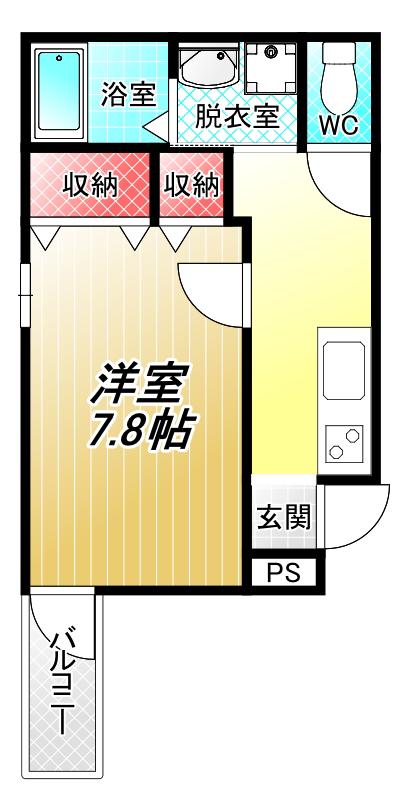 フジパレス平野上町ウエスト(1K/2階)の間取り写真