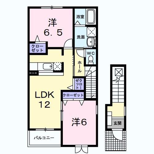 ウィスティリアIII(2LDK/2階)の間取り写真