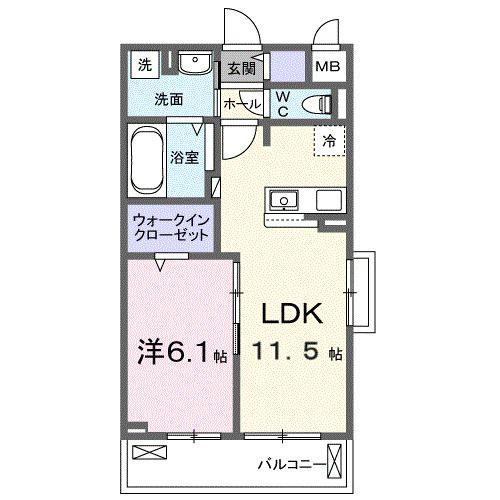 ル グランシャリオ(1LDK/2階)の間取り写真