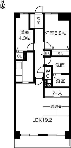 藤和シティコープ国府宮II502(2LDK/5階)の間取り写真