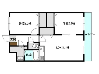 ルーラル壱番館(2LDK/3階)の間取り写真
