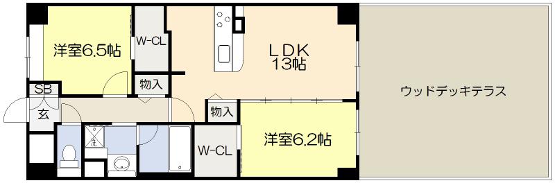 フローラル桃山台(2LDK/1階)の間取り写真