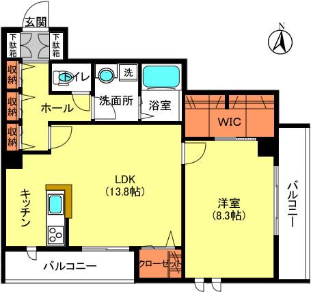 ESPRIT幸町(1LDK/3階)の間取り写真