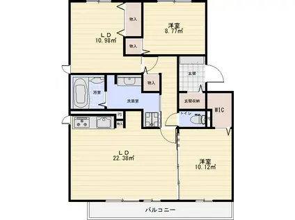 グランウィル錦町(3LDK/1階)の間取り写真