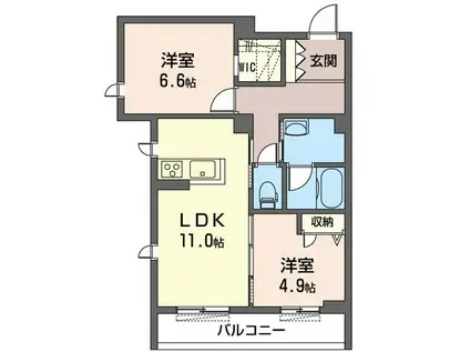 トゥリアノンIII(2LDK/1階)の間取り写真