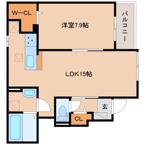 ネオ・ブリーズ(1LDK/1階)の間取り写真
