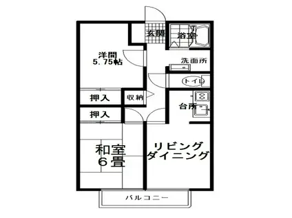 グレイスJUN・A(3K/2階)の間取り写真