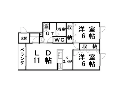 ファミーユH2(2LDK/2階)の間取り写真