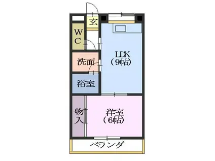 第39オーシャンハイツ(1LDK/5階)の間取り写真