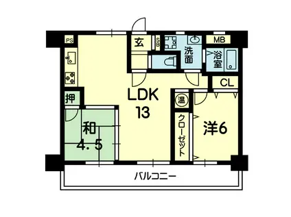 コアマンション古京町 802号(2LDK/8階)の間取り写真