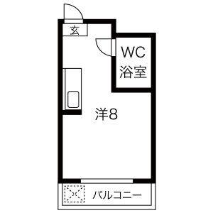 パークマンション本山A棟(ワンルーム/2階)の間取り写真