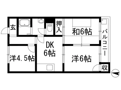 西原マンション(3DK/3階)の間取り写真