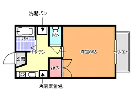 フルールB(1K/2階)の間取り写真