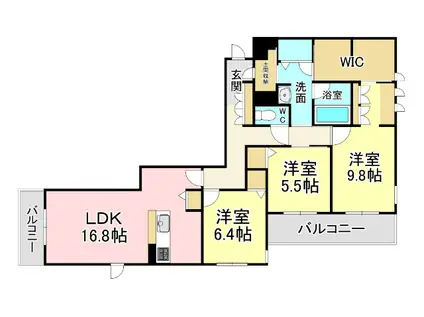 HERITAGE TAKAMINE(3LDK/3階)の間取り写真