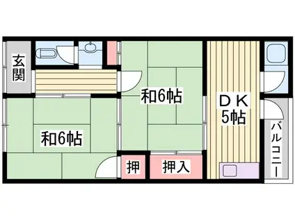 八重垣荘3号棟(2DK/2階)の間取り写真