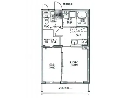 ユーミーマンション別府石垣2ND(1LDK/2階)の間取り写真