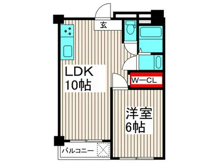 青戸三鈴コーポ(1LDK/6階)の間取り写真