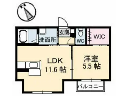 シャーメゾンヒライA棟(1LDK/2階)の間取り写真
