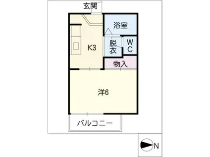 木村ハウス(1K/1階)の間取り写真
